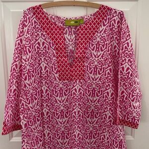 Rock Flower Paper Summer Tunic, Cover Up, Housedress, Loungewear. Size XL